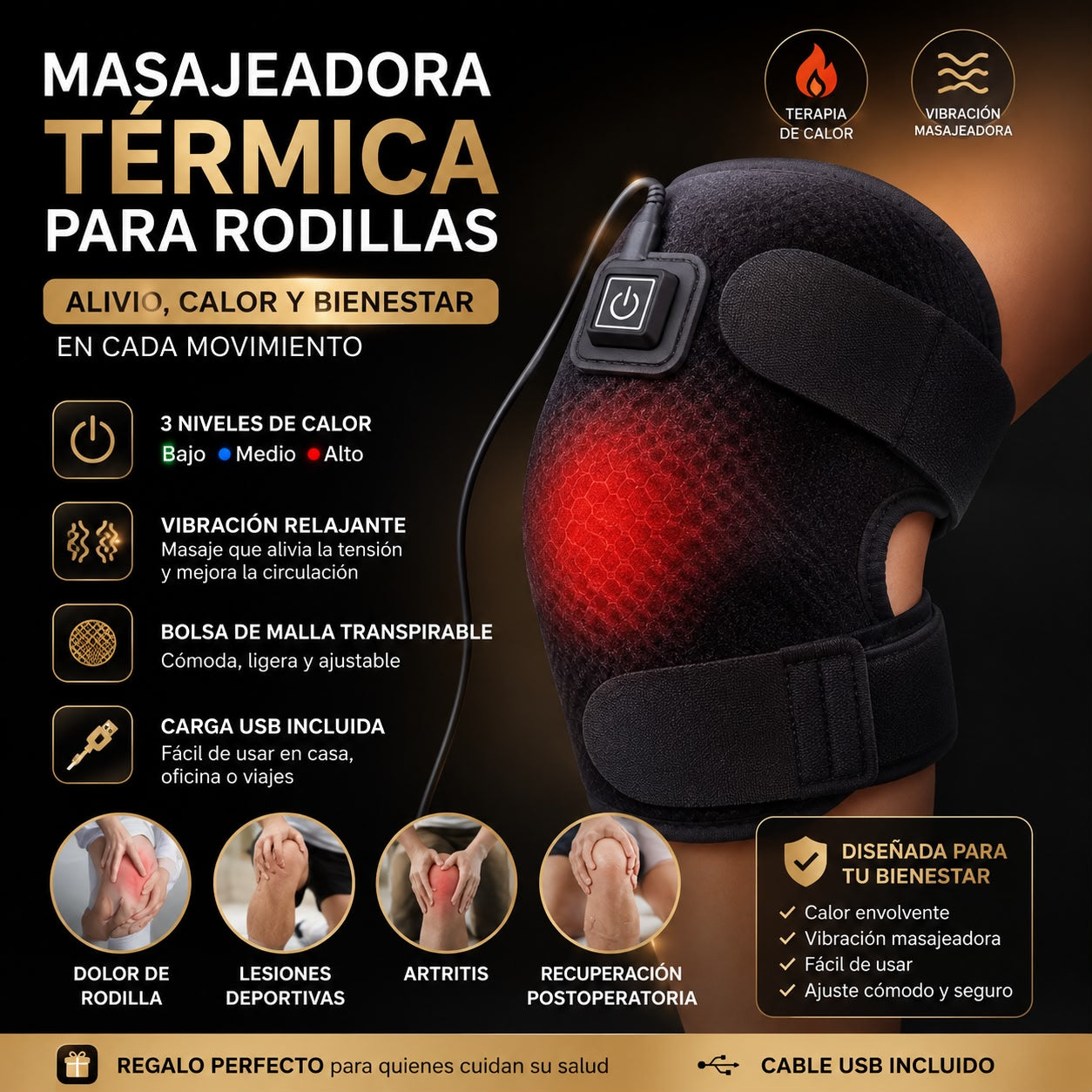 Masajeadora Para Rodillas Termica